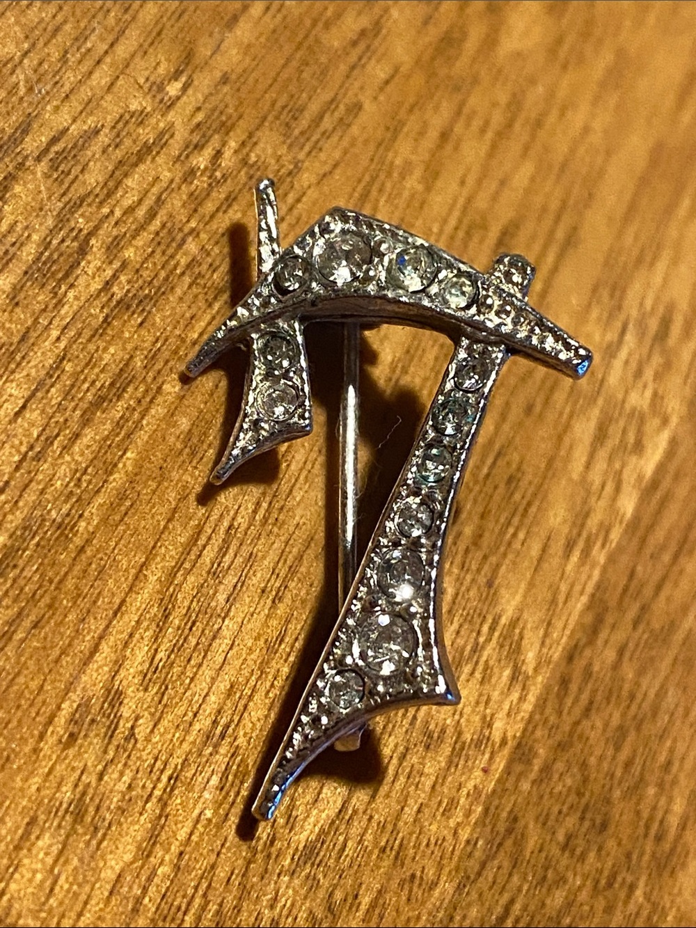 Silver Crystal Lapel Pin - Rhinestone Accent